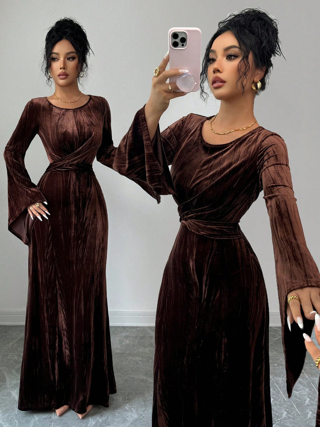 Rochie midi SHEIN, maro