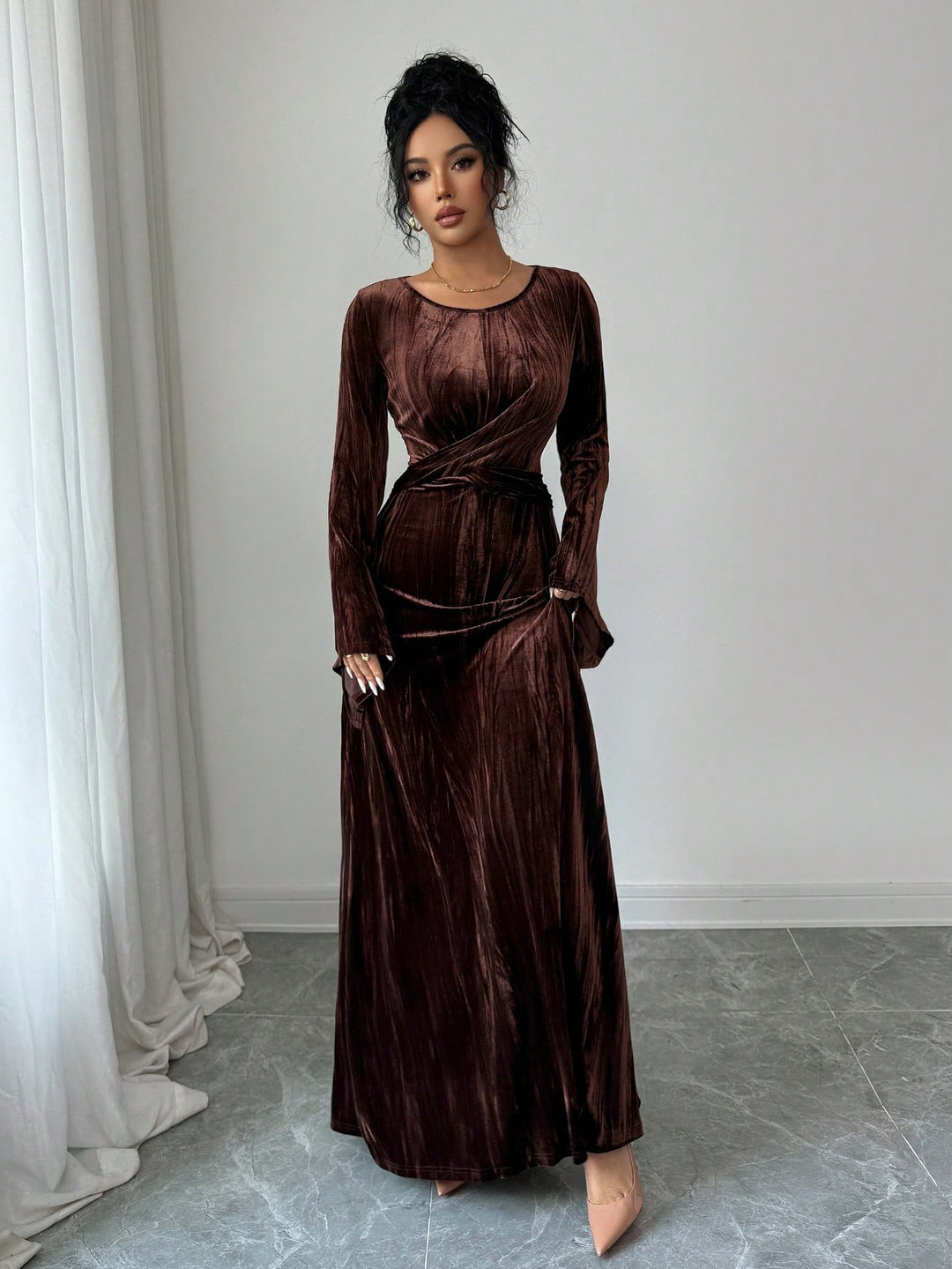 Rochie midi SHEIN, maro