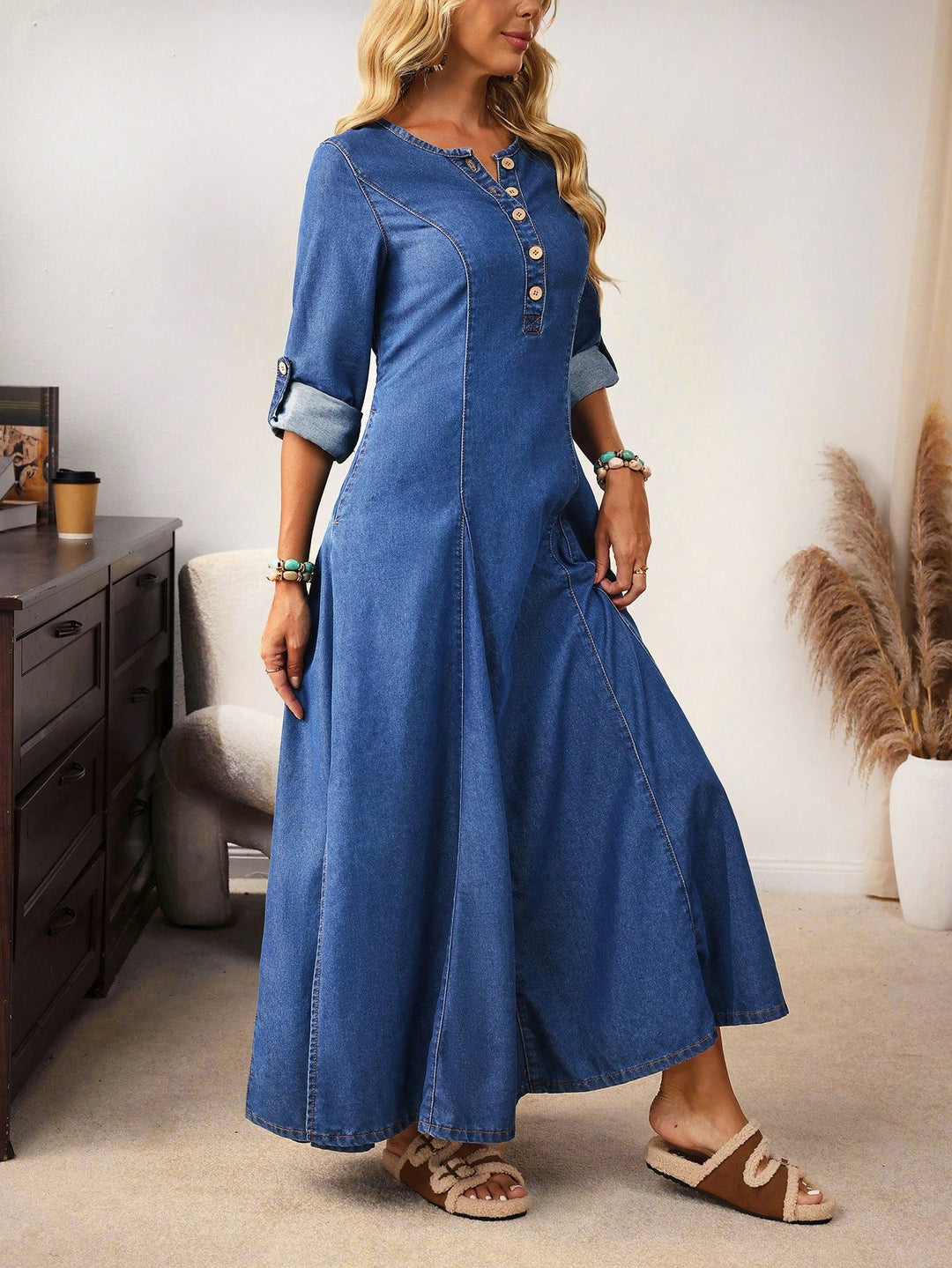 SHEIN maxi ruha, kék