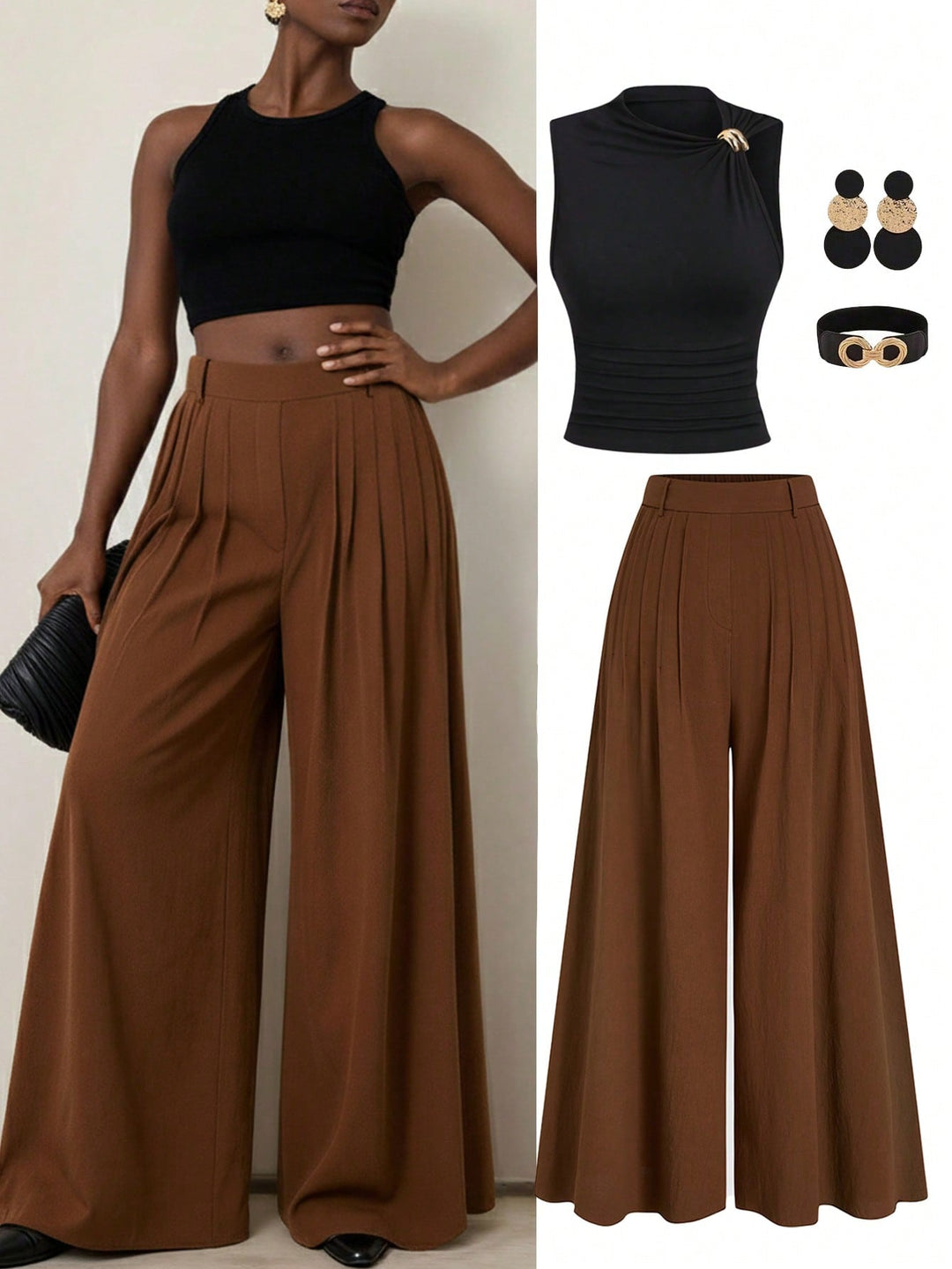 Pantaloni SHEIN, maro