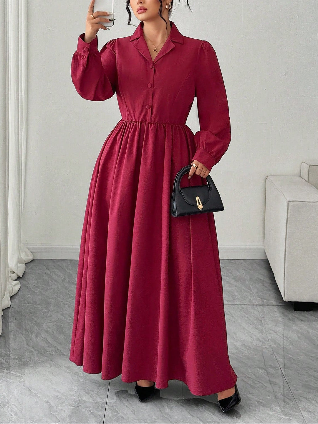 Rochie midi Shein Curve, vișiniu