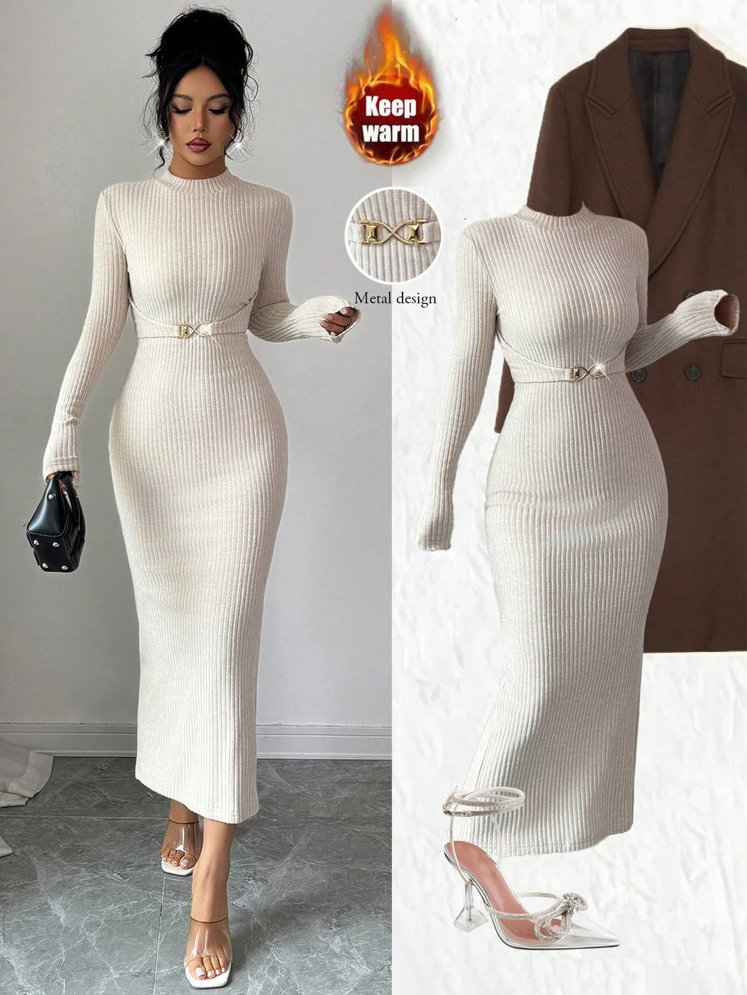 Rochie midi SHEIN, portocaliu