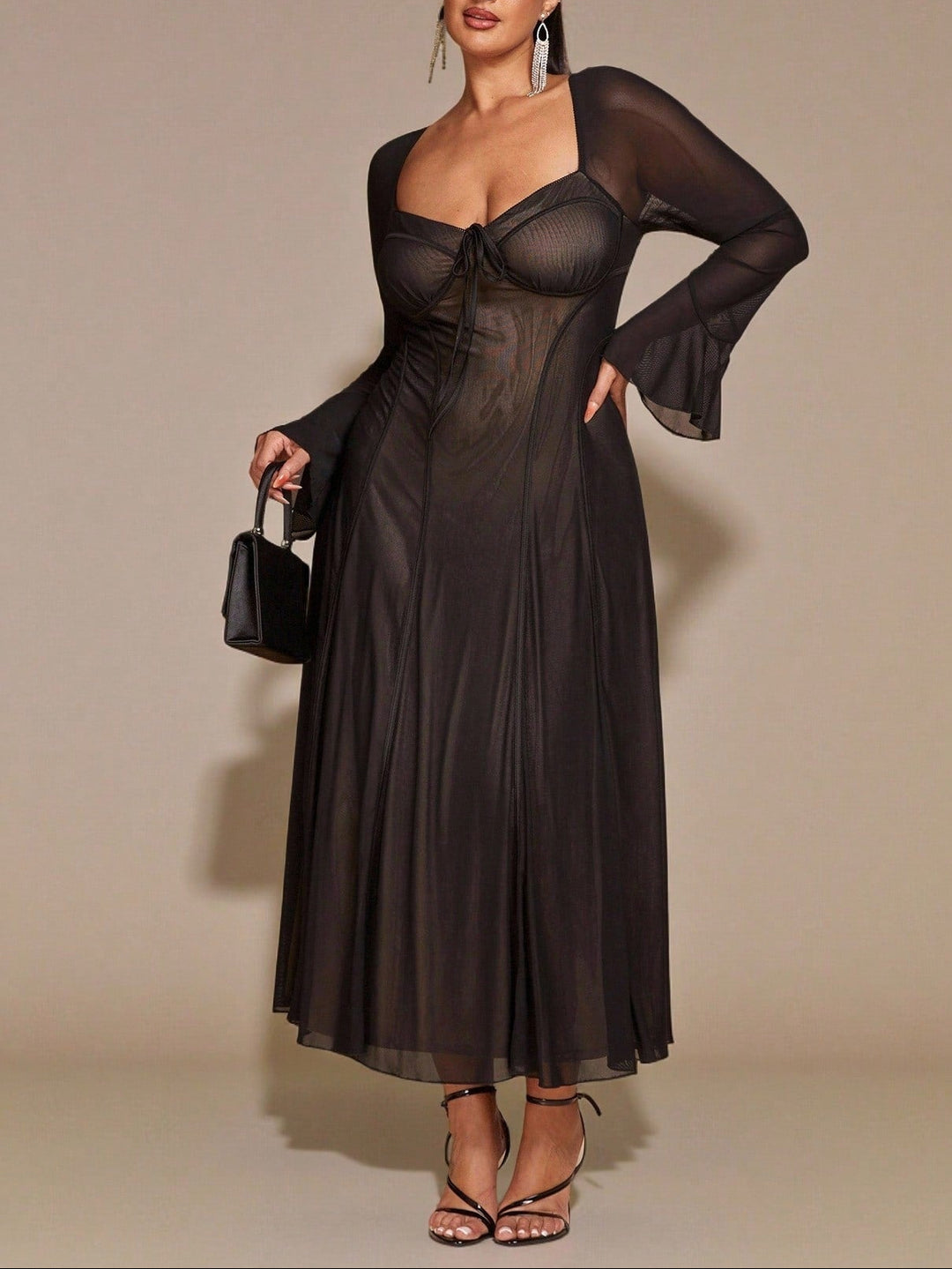 SHEIN maxi ruha, fekete
