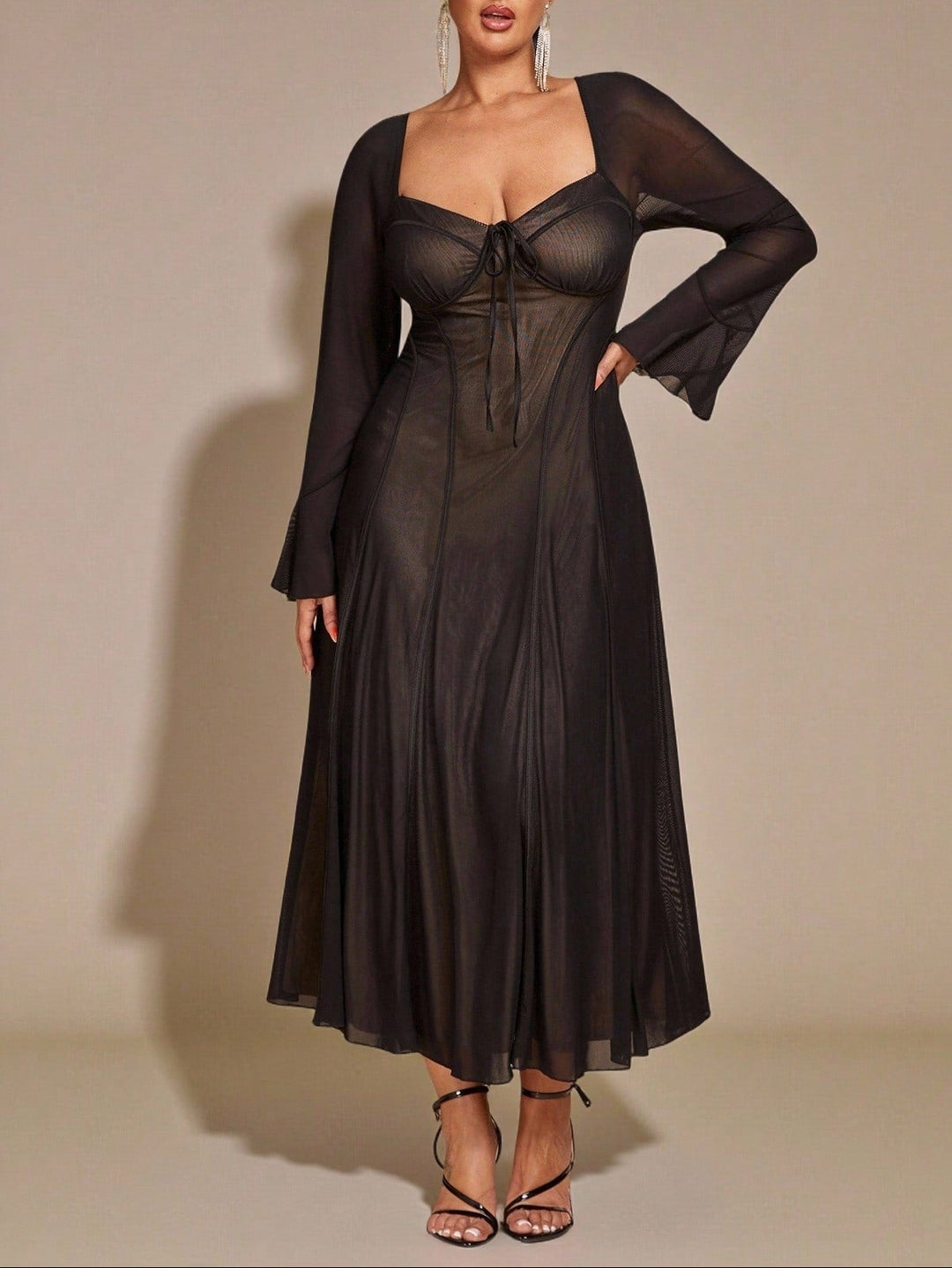 SHEIN maxi ruha, fekete