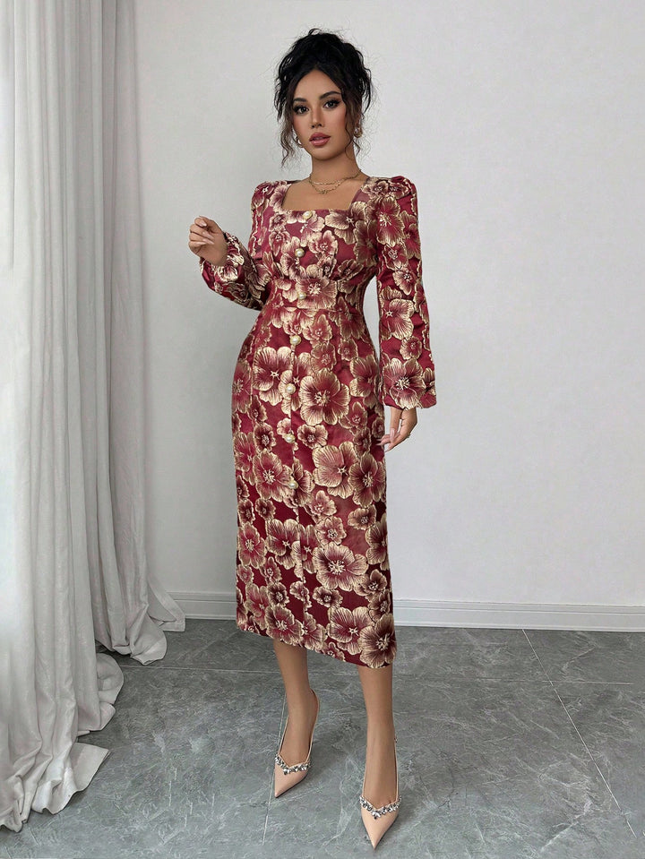 SHEIN maxi ruha, bordó