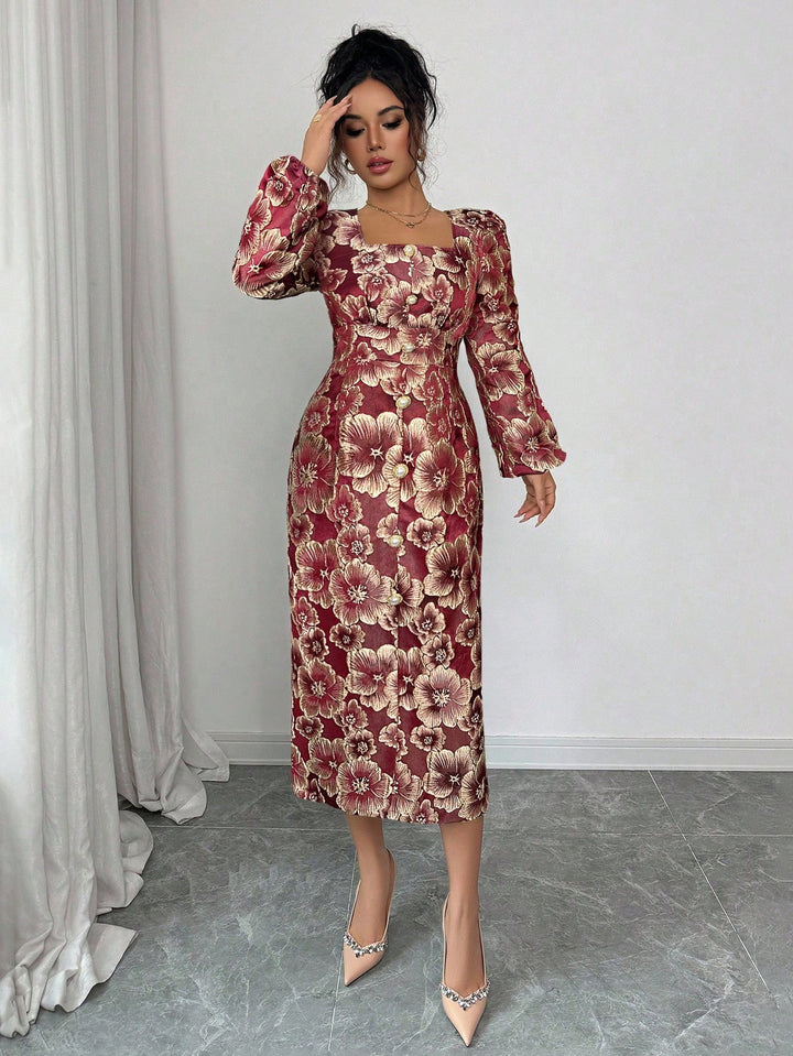 SHEIN maxi ruha, bordó