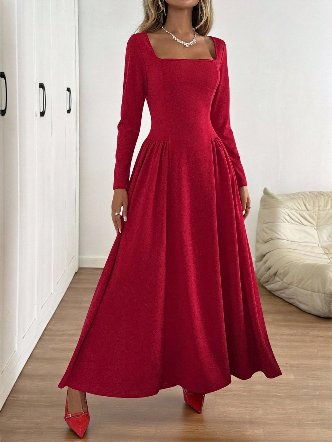 Shein maxi ruha, piros