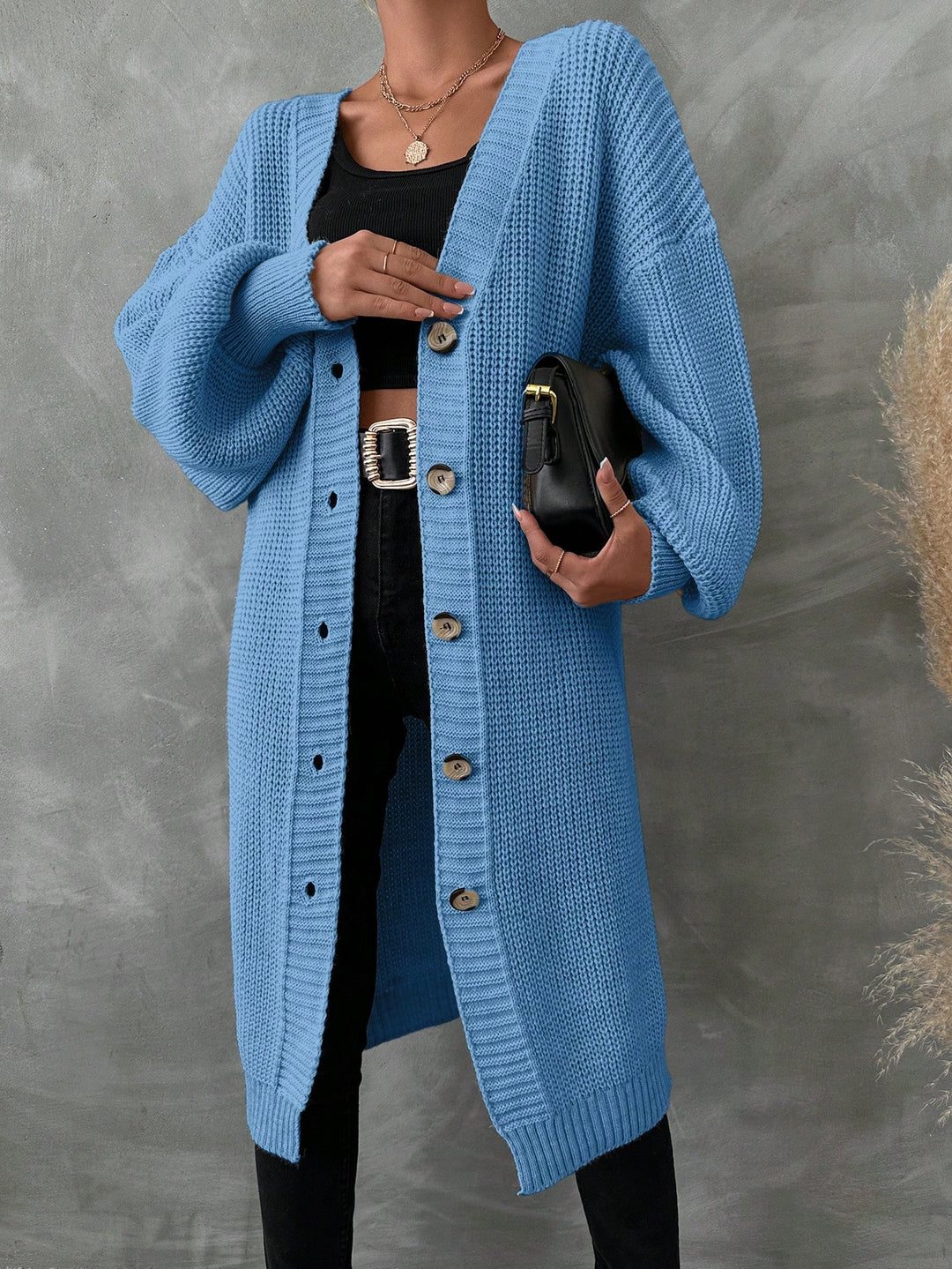 Cardigan lung SHEIN, albastru