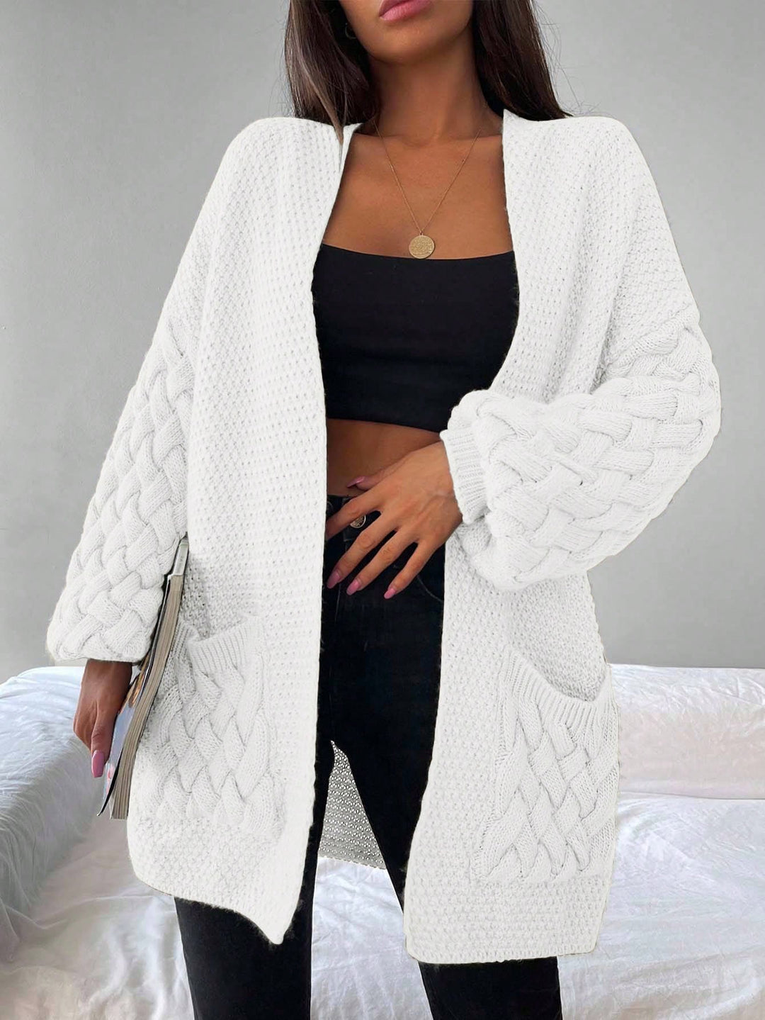 Cardigan SHEIN, alb