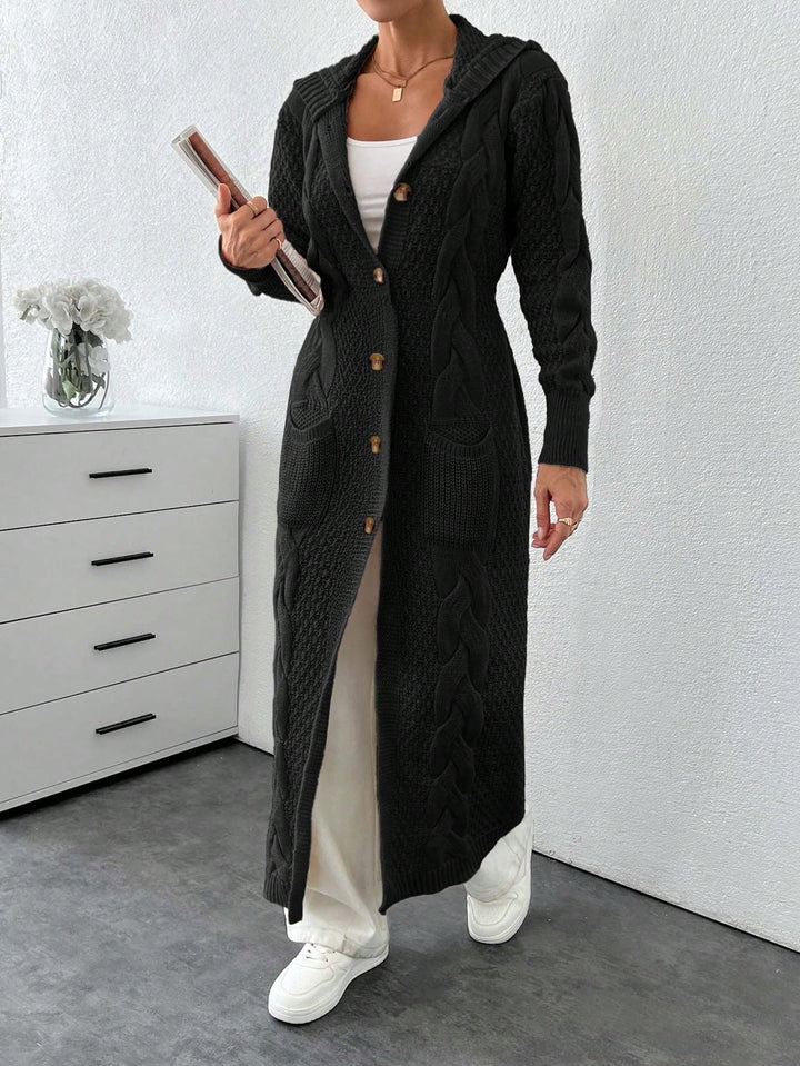 Cardigan lung SHEIN, negru