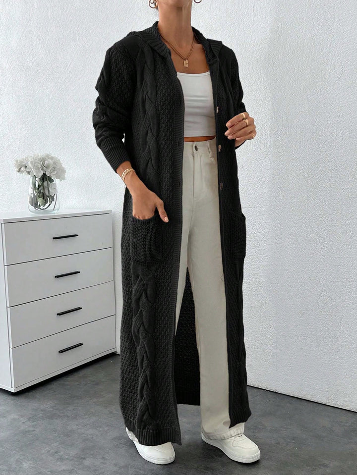 Cardigan lung SHEIN, negru