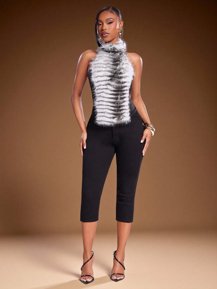 Pantaloni 3/4 de blugi SHEIN, negru