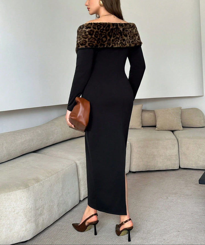 Shein Curve+ maxi ruha, fekete