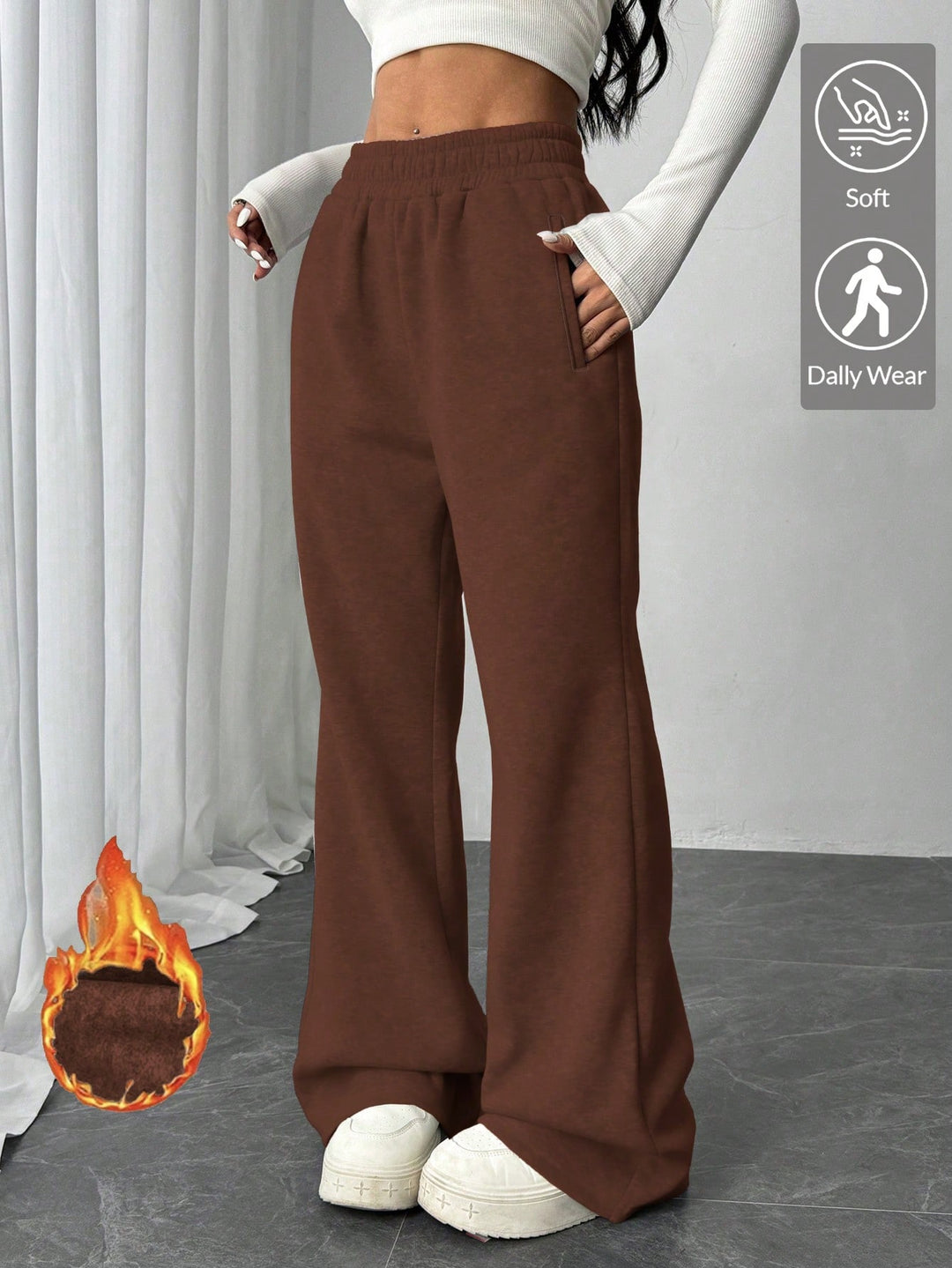 Pantaloni SHEIN, maro