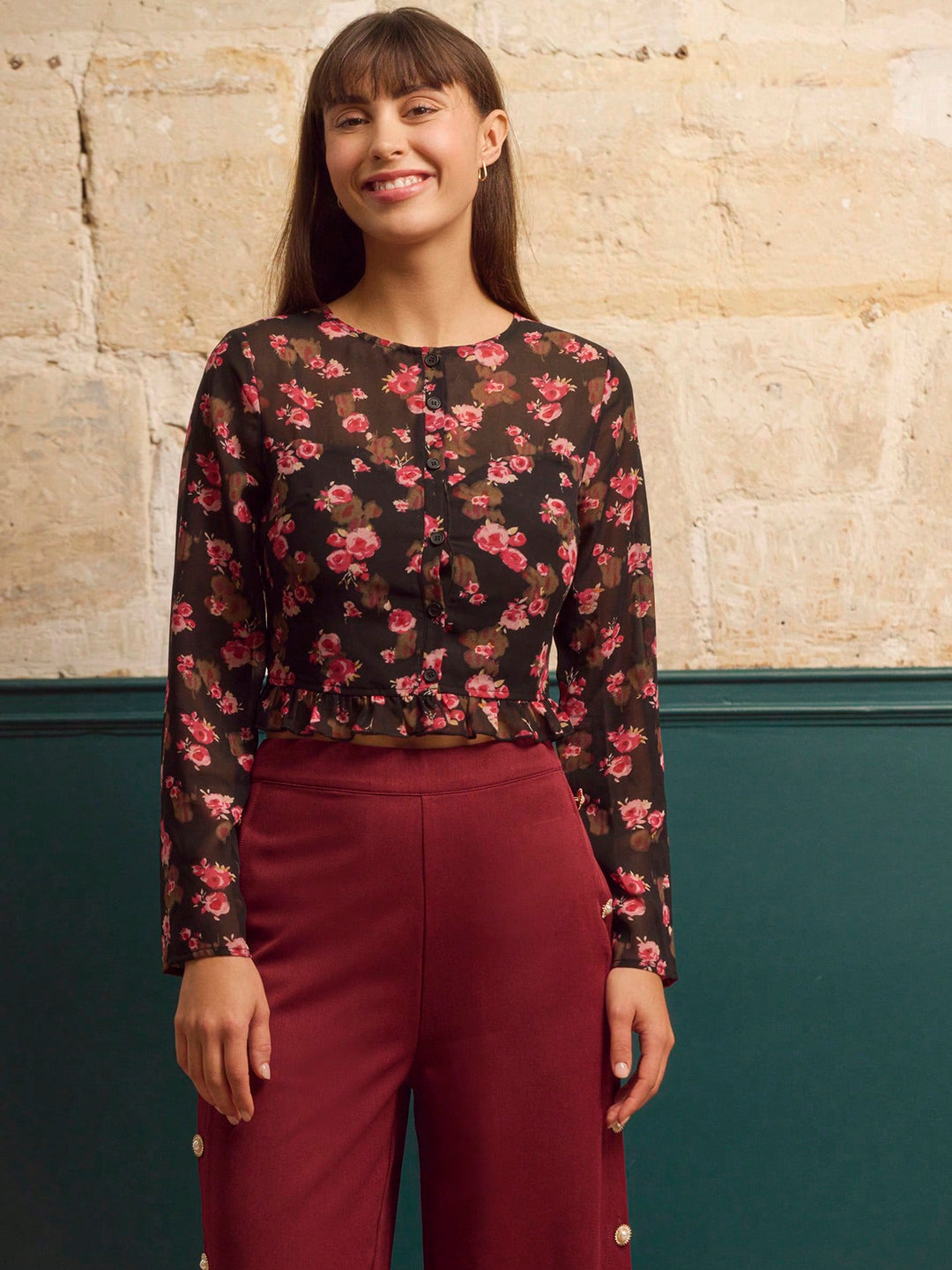 Bluza cu volane SHEIN, mix culori