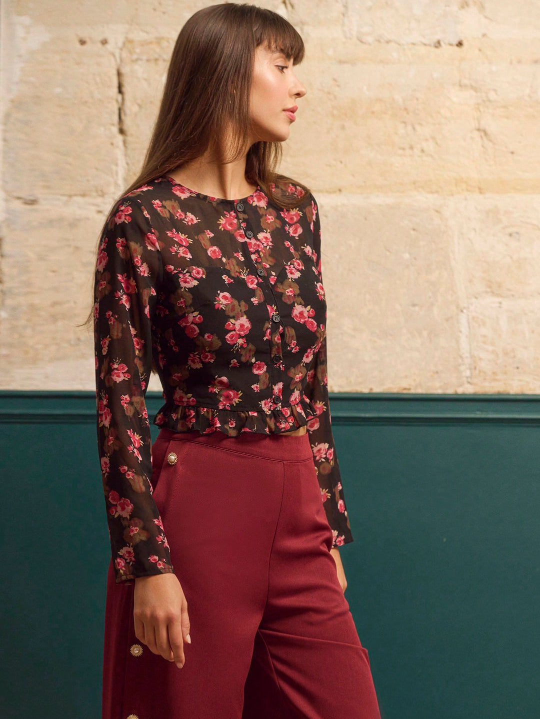 Bluza cu volane SHEIN, mix culori