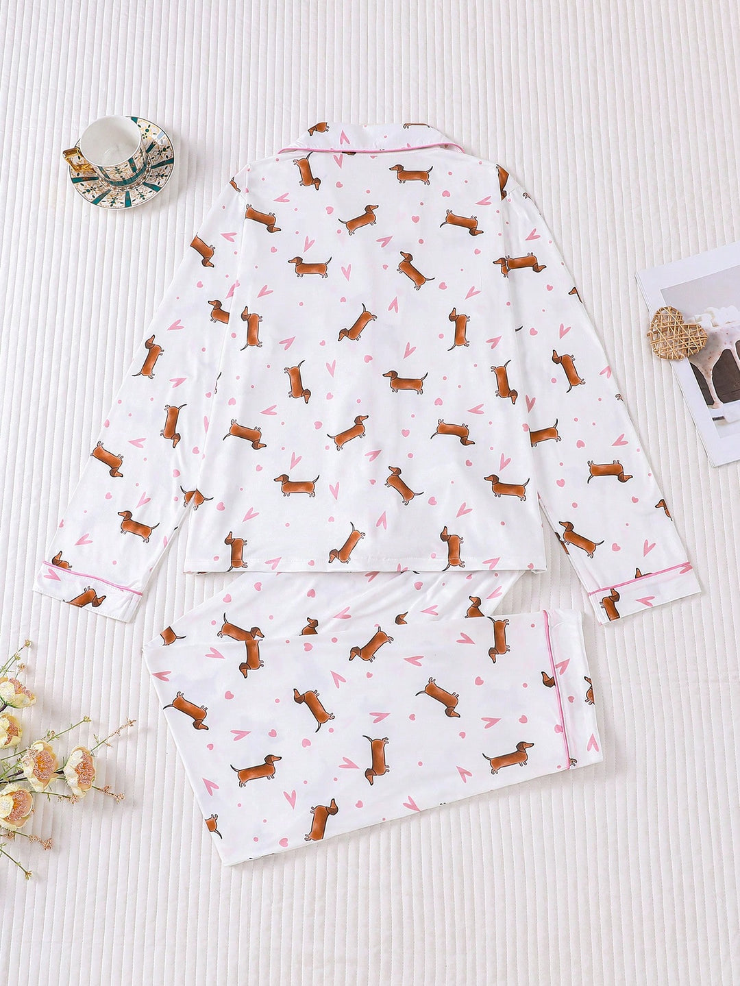 Set pijamale SHEIN, alb