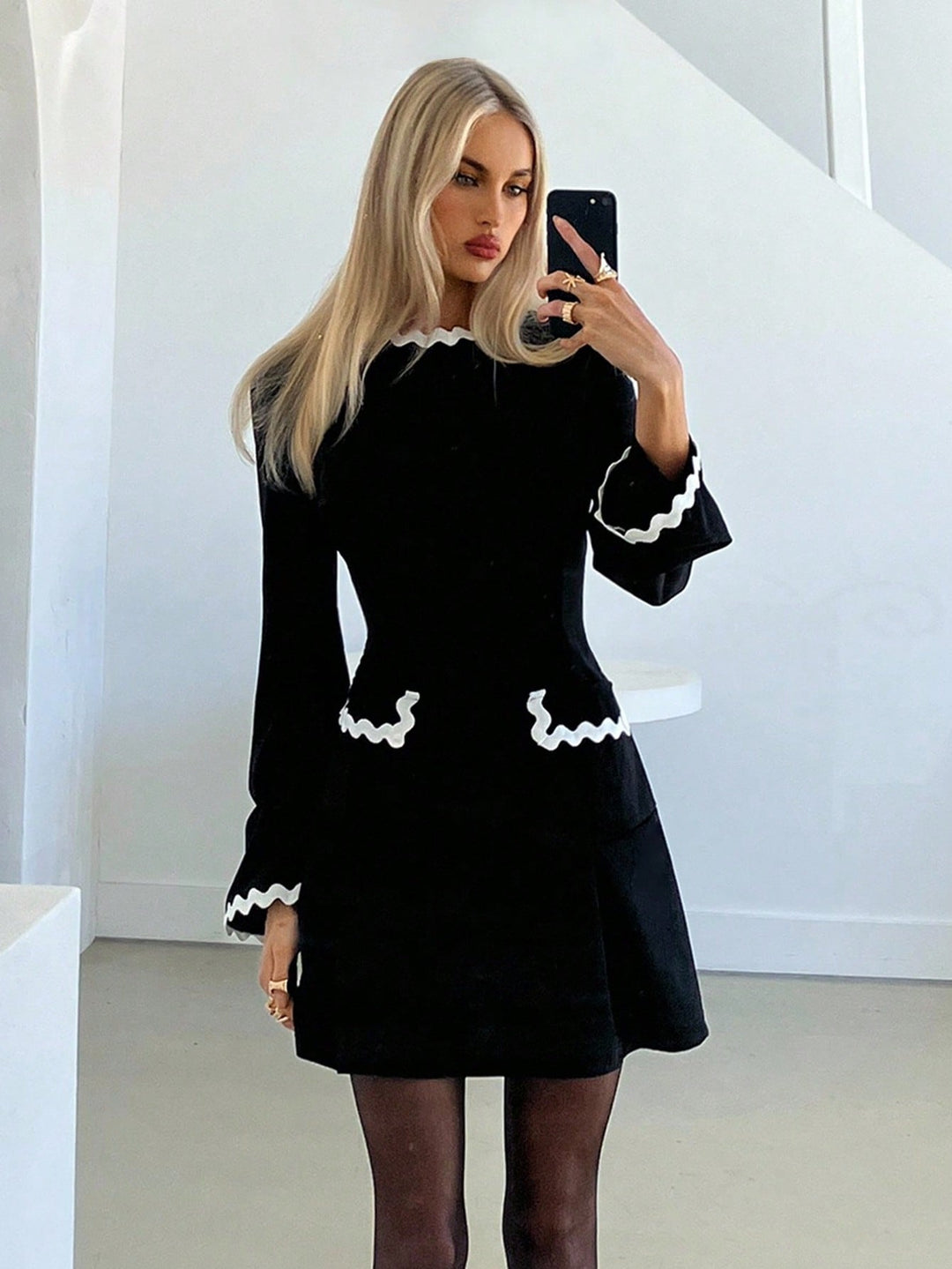 SHEIN fekete miniruha