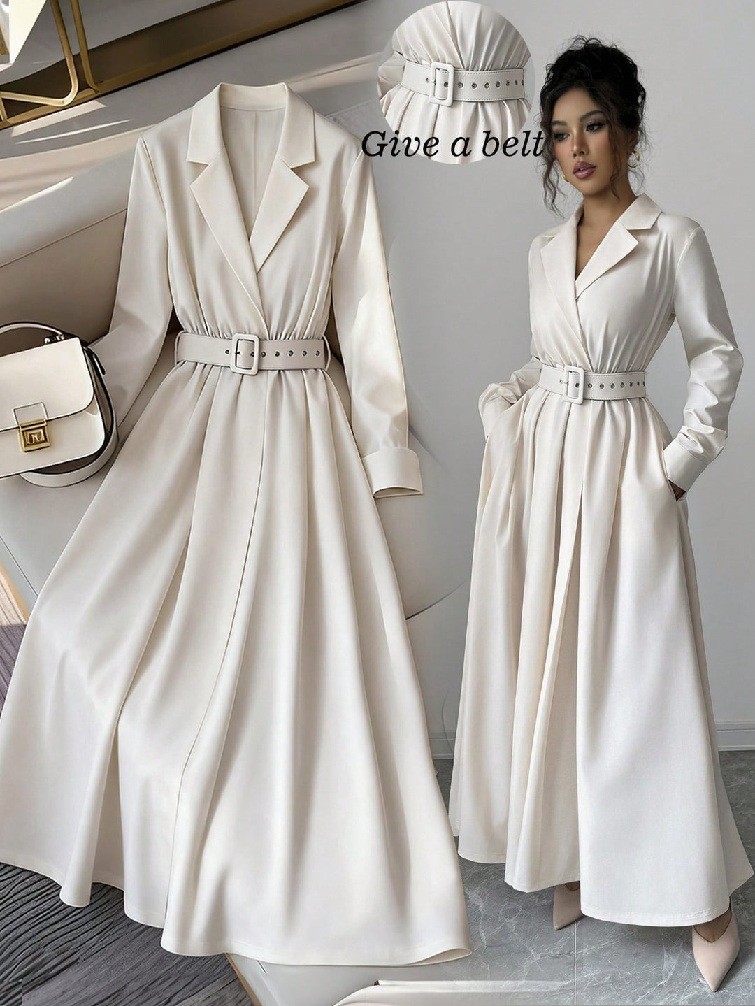 SHEIN maxi ruha, krémszínű