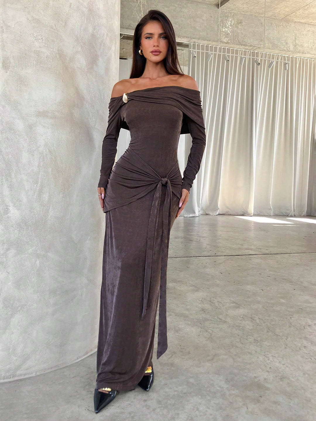 SHEIN maxi ruha, barna