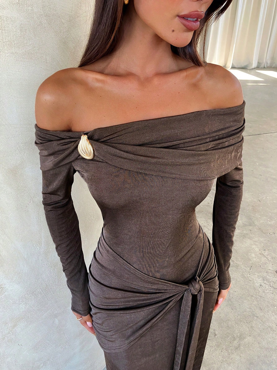 SHEIN maxi ruha, barna