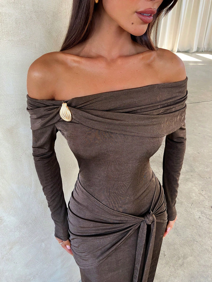 SHEIN maxi ruha, barna