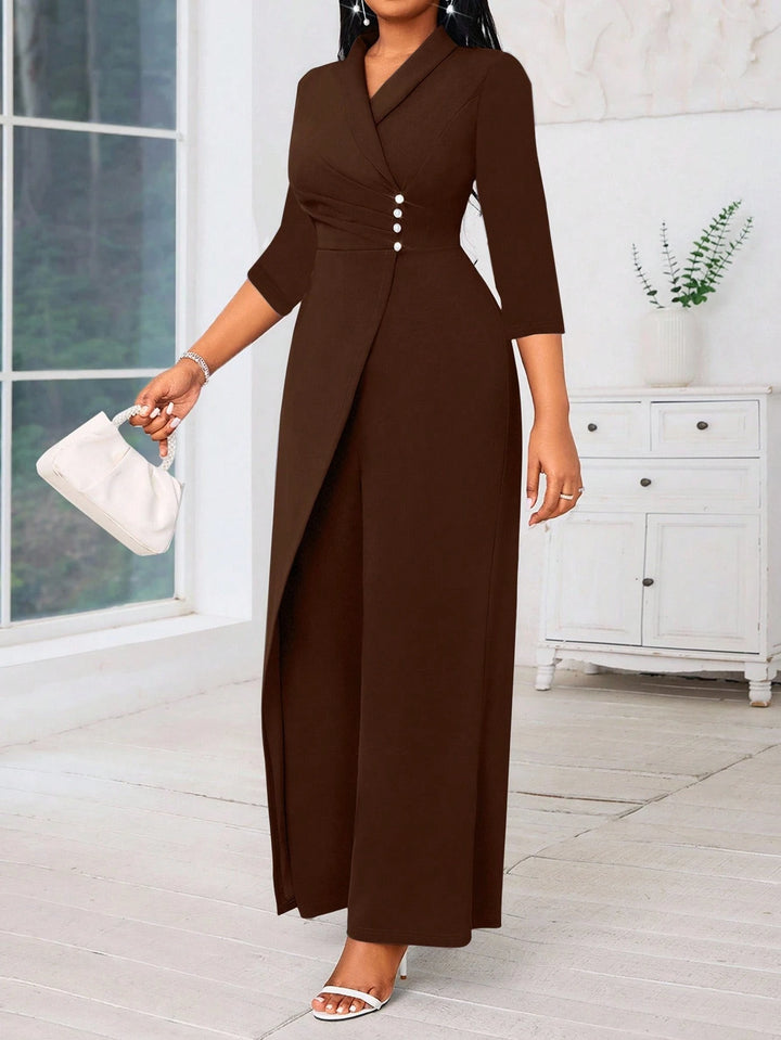 SHEIN hosszú barnás-szürke jumpsuit