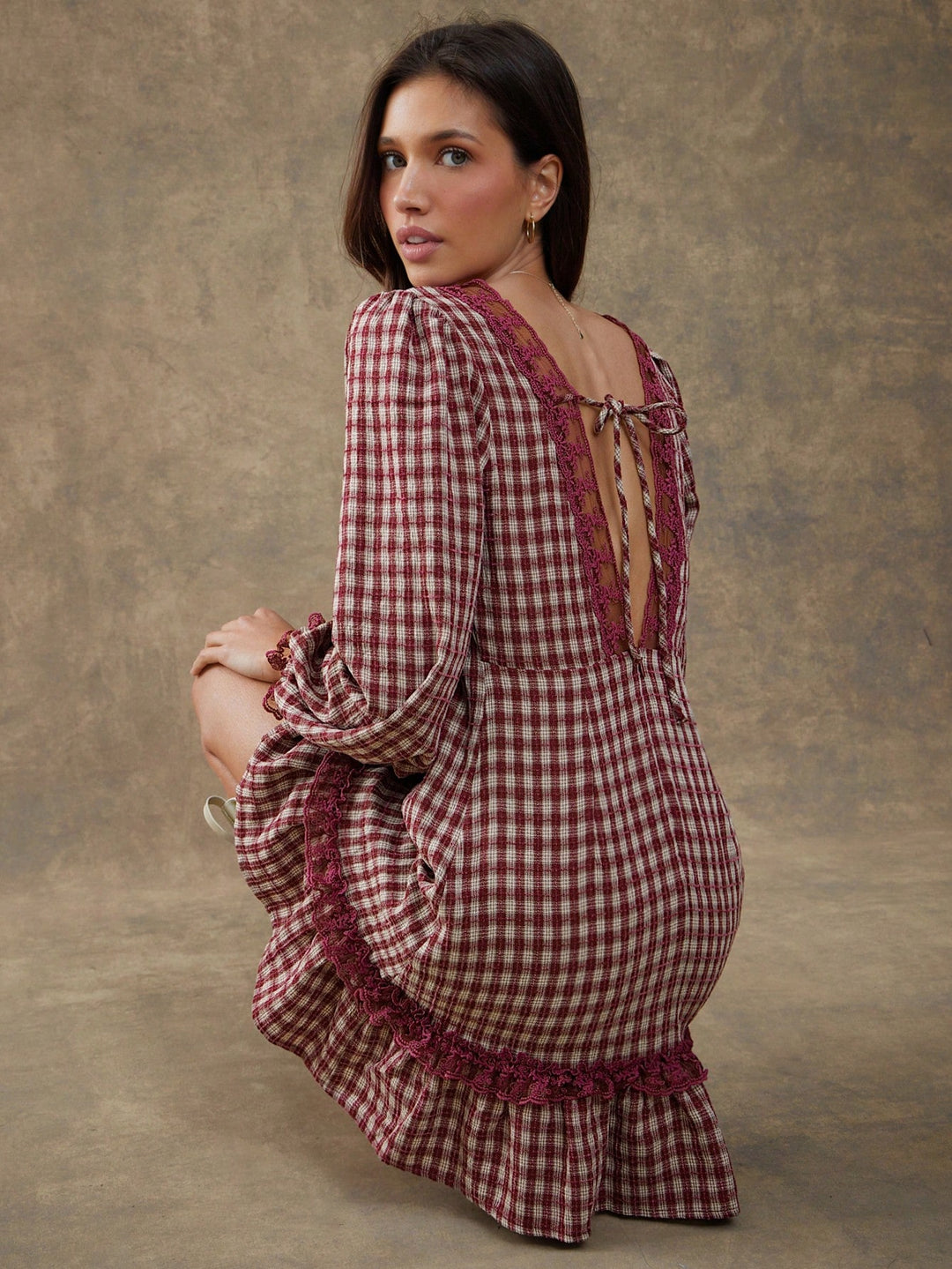 Shein mini ruha, bordó