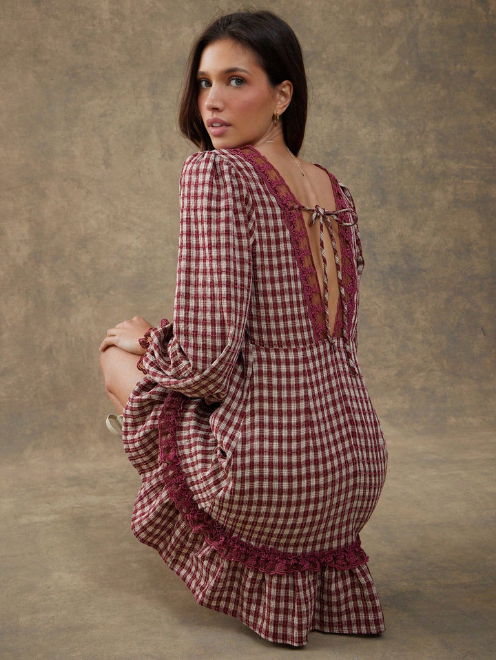 Shein mini ruha, bordó