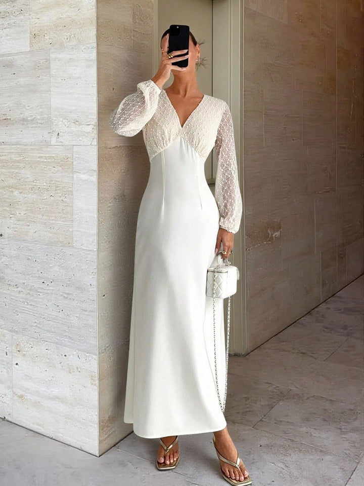 SHEIN maxi ruha, krémszínű