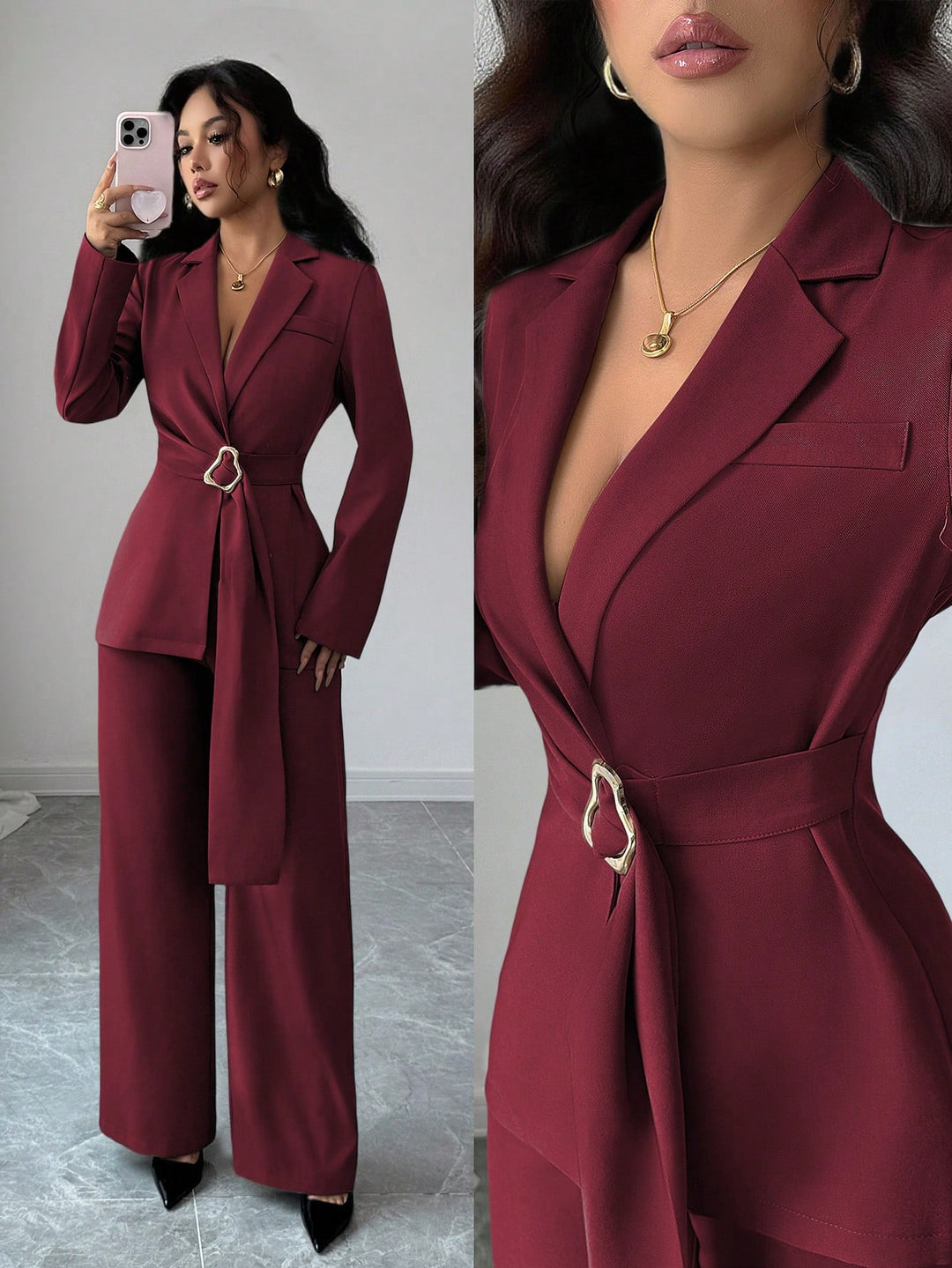 Costum SHEIN, vișiniu