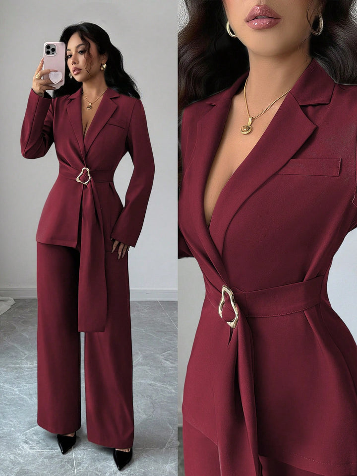 Costum SHEIN, vișiniu