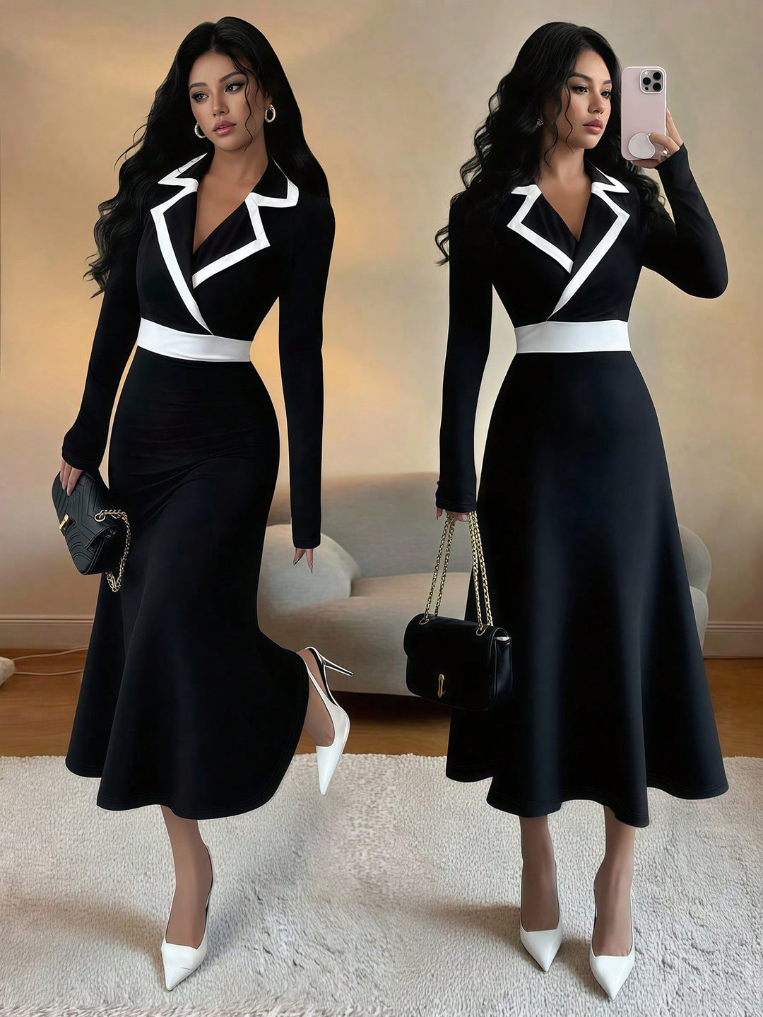 Rochie midi SHEIN, negru