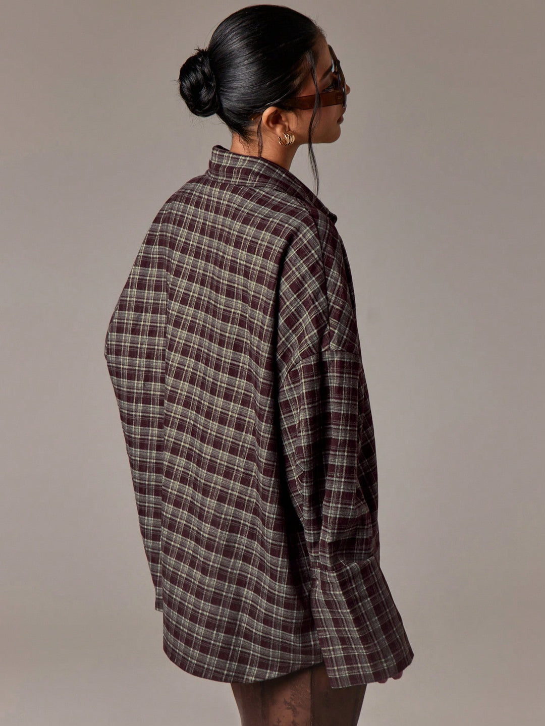 Cămașă tip cămașă oversized SHEIN, maro
