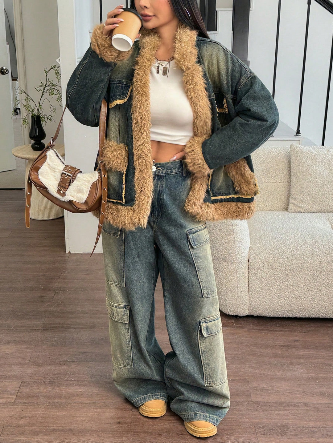 Jachetă denim SHEIN, albastru