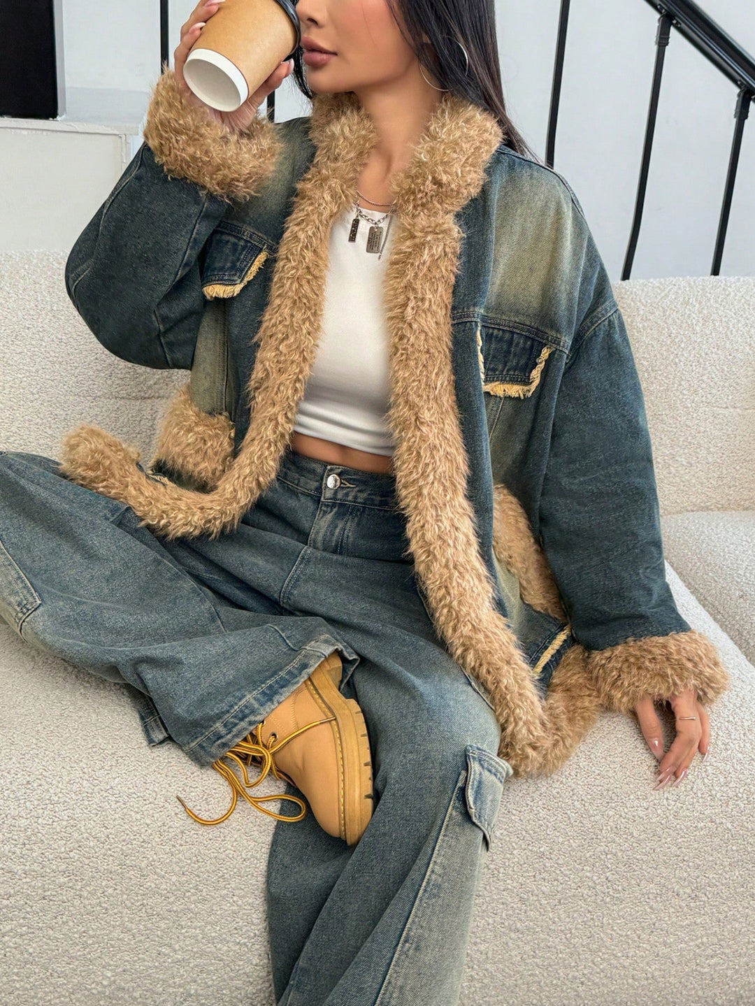 Jachetă denim SHEIN, albastru