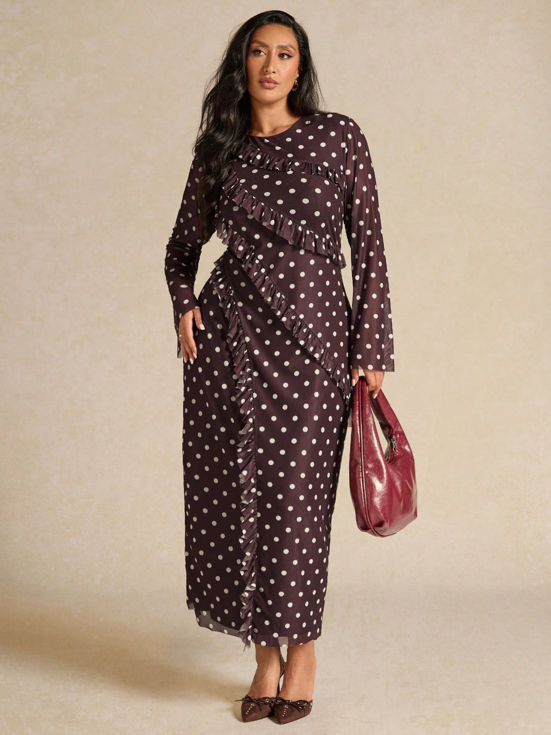 SHEIN maxi ruha, barna