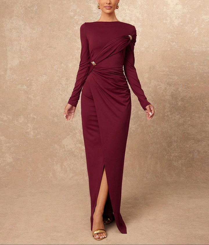 SHEIN maxi ruha, bordó