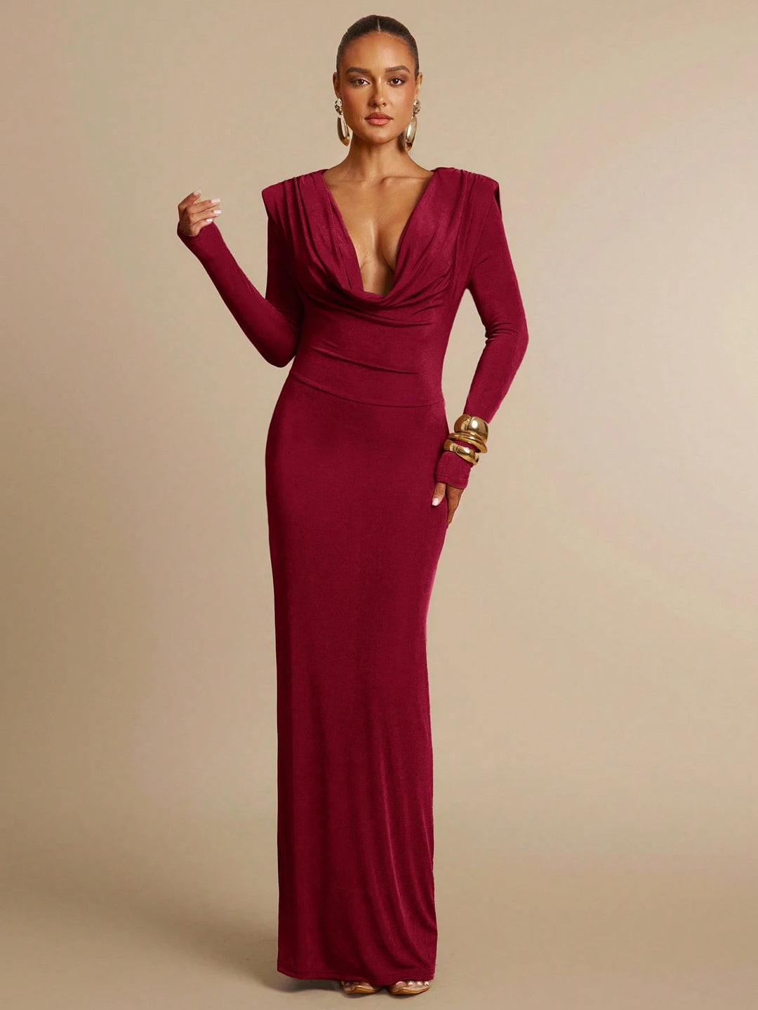 SHEIN maxi ruha, bordó