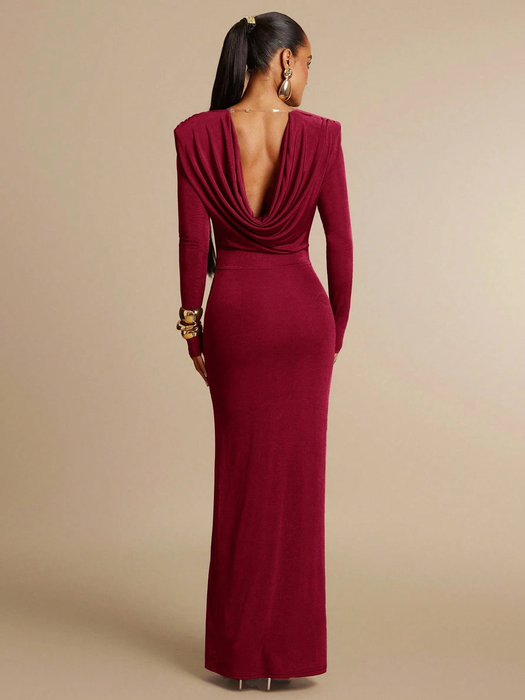 SHEIN maxi ruha, bordó