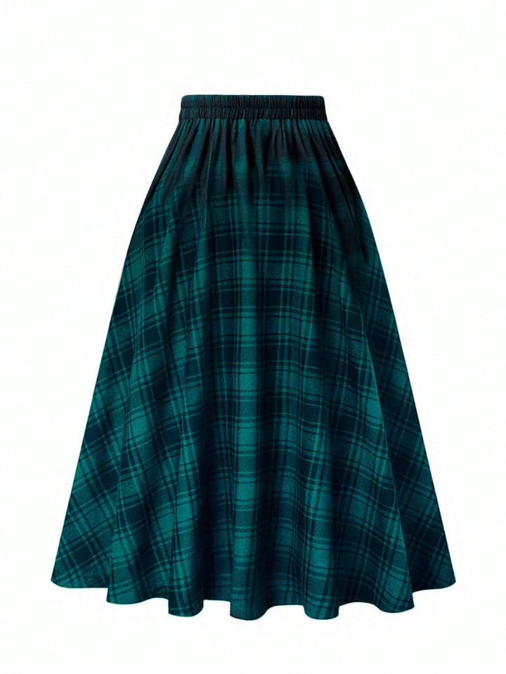 Fustă midi Shein Curve+, mix culori