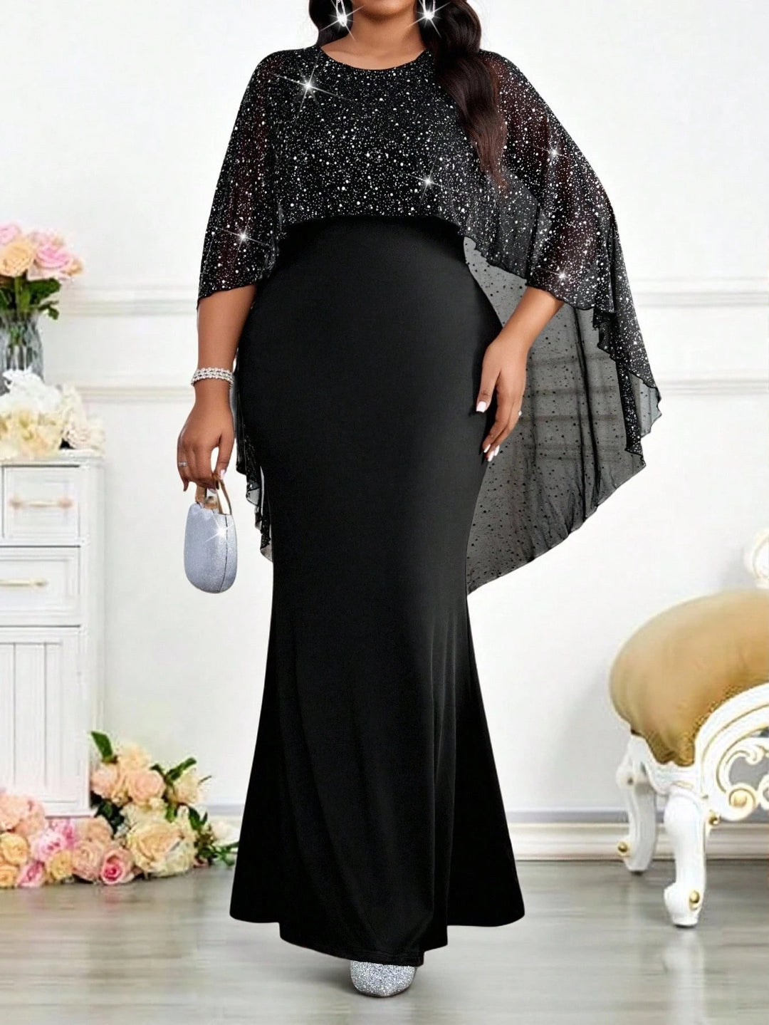 Rochie maxi Shein Curve, negru