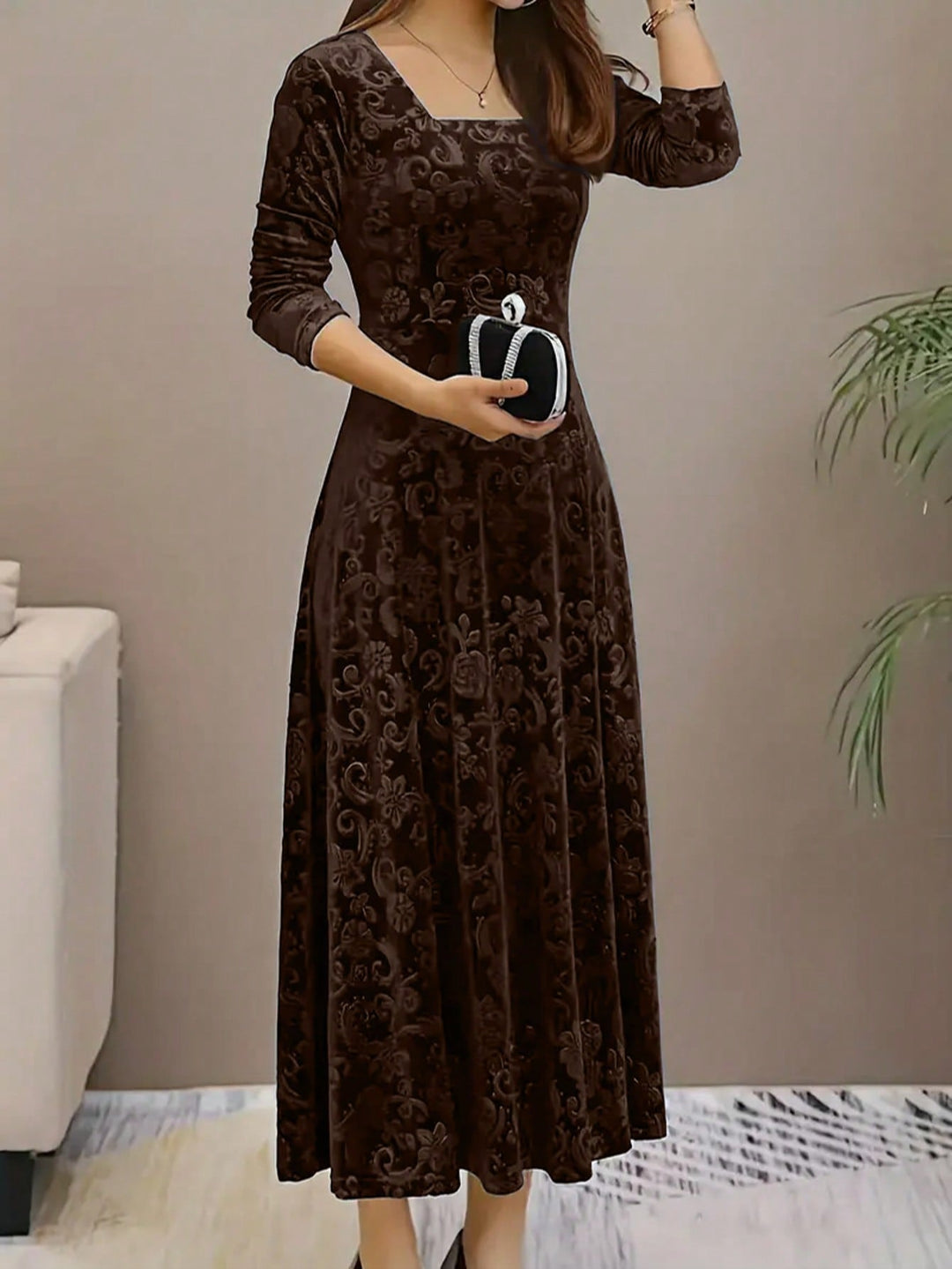 Rochie midi SHEIN, maro