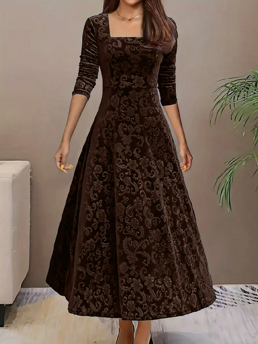 Rochie midi SHEIN, maro