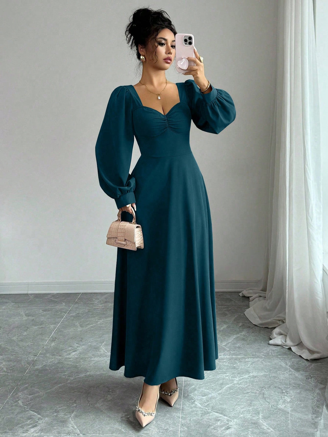 Rochie maxi SHEIN, turcoaz
