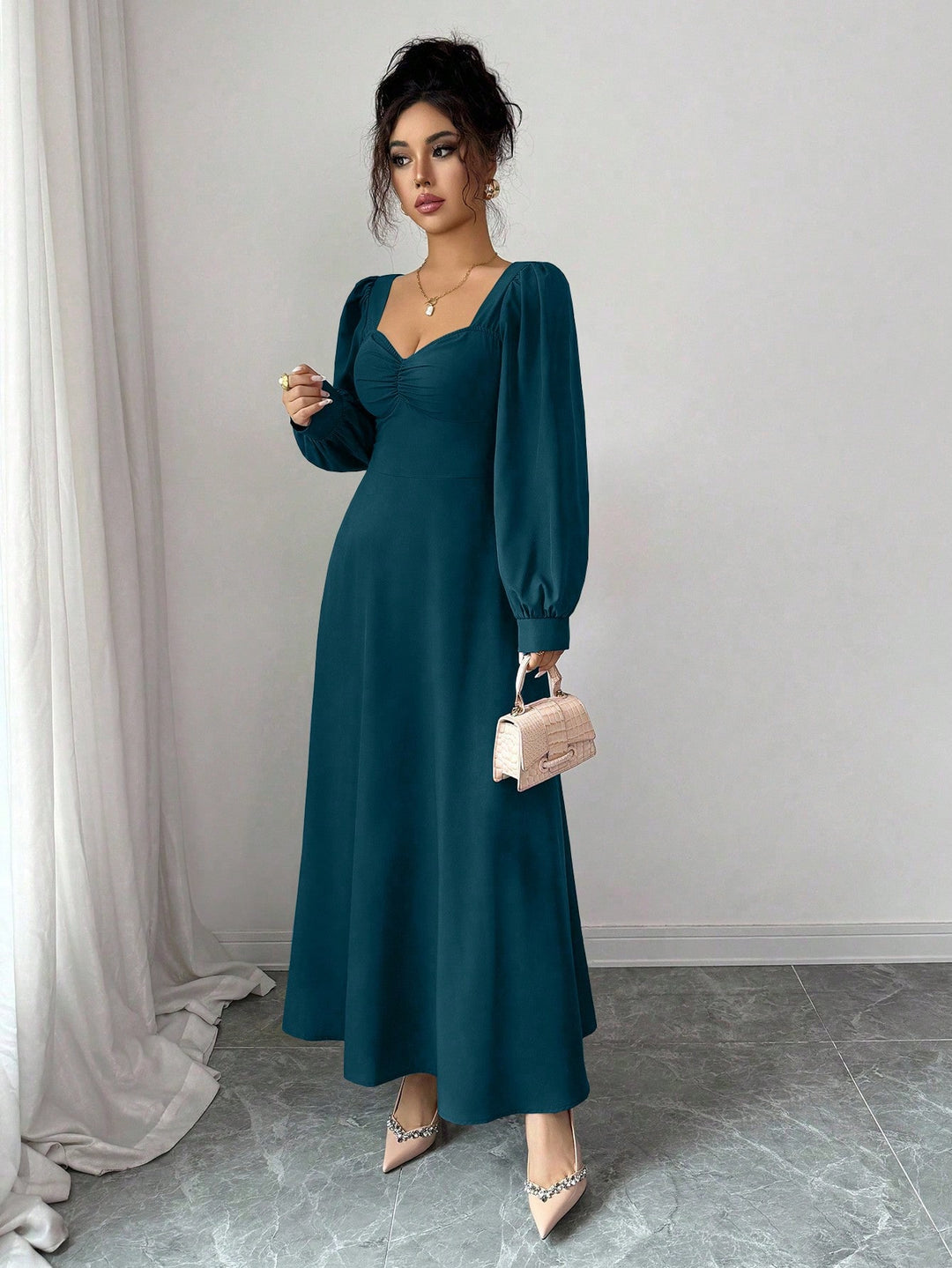 Rochie maxi SHEIN, turcoaz