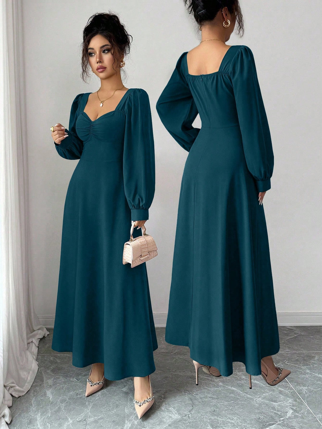 Rochie maxi SHEIN, turcoaz