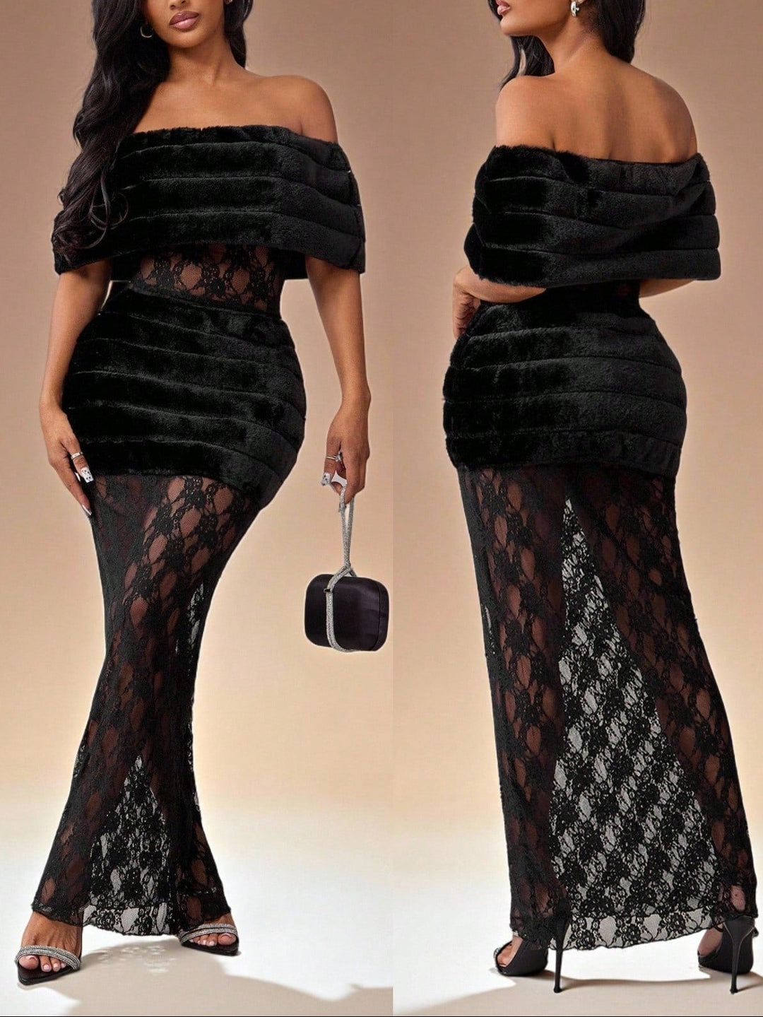 Shein maxi ruha, fekete