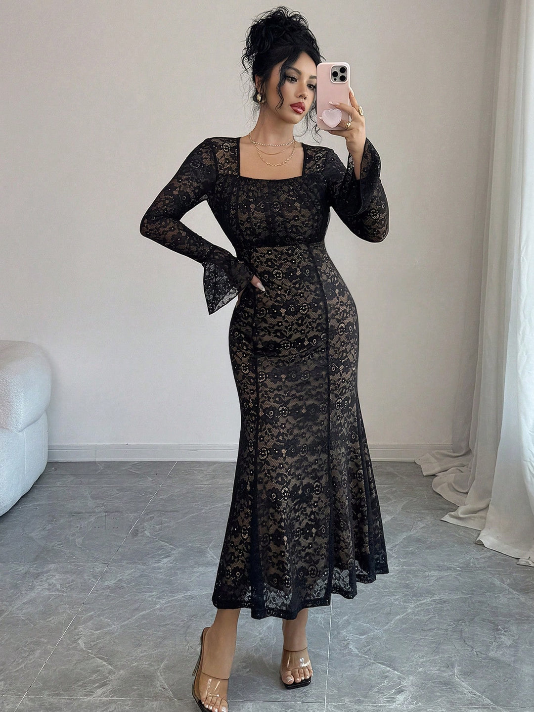 Rochie midi SHEIN, negru