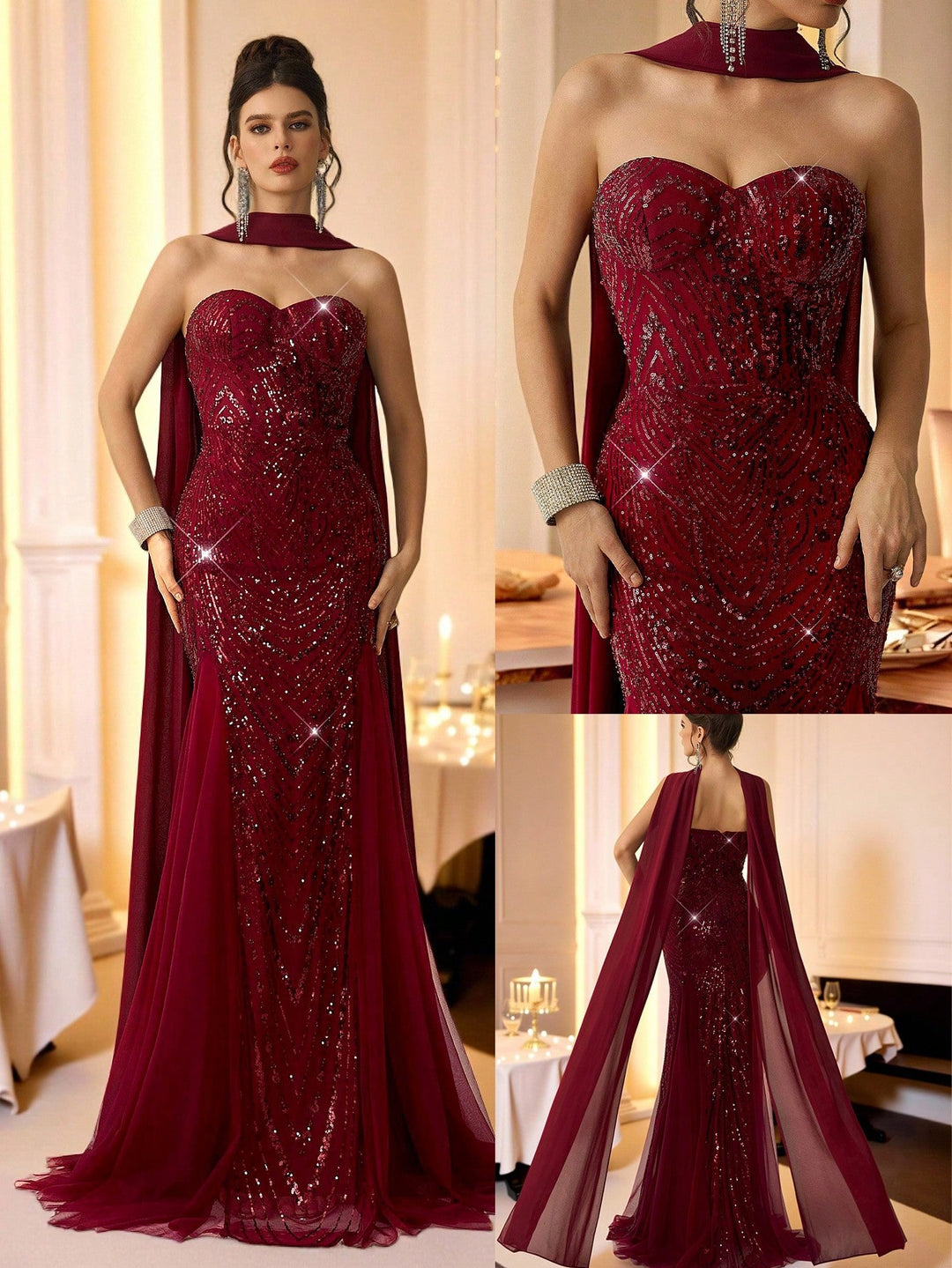 Rochie de ocazie SHEIN, vișiniu